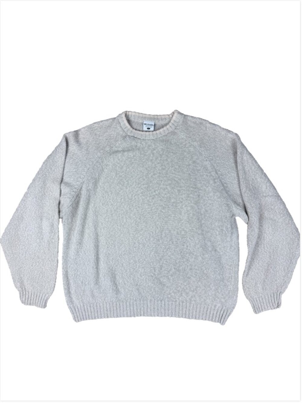 Columbia Men's Long Sleeve Crewneck Sweater Cream Tan Cotton Size Large